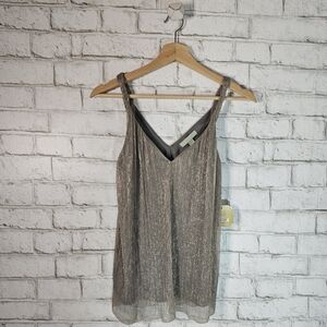 RYEGRASS Rippled Antique Silver Sleeveless Top, XS